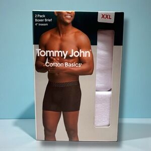 Tommy John Mens 2 Pack Cotton Basics 4 Inch Boxer Brief White XXL New